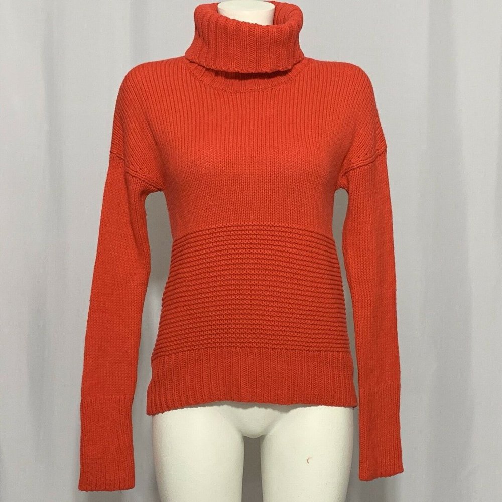Gap Red Cable Knit Turtleneck Wool Blend Sweater S